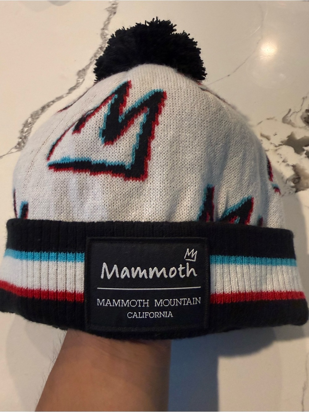 Mammoth Mountain 22 Official Season Knit Pom Beanie - Glitch Crown Winter Ready